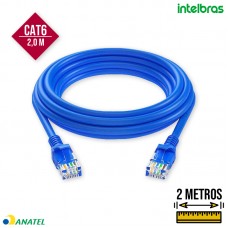 Cabo de Rede Patch Cord Impact Giga Utp Cat6 2m Intelbras - Azul